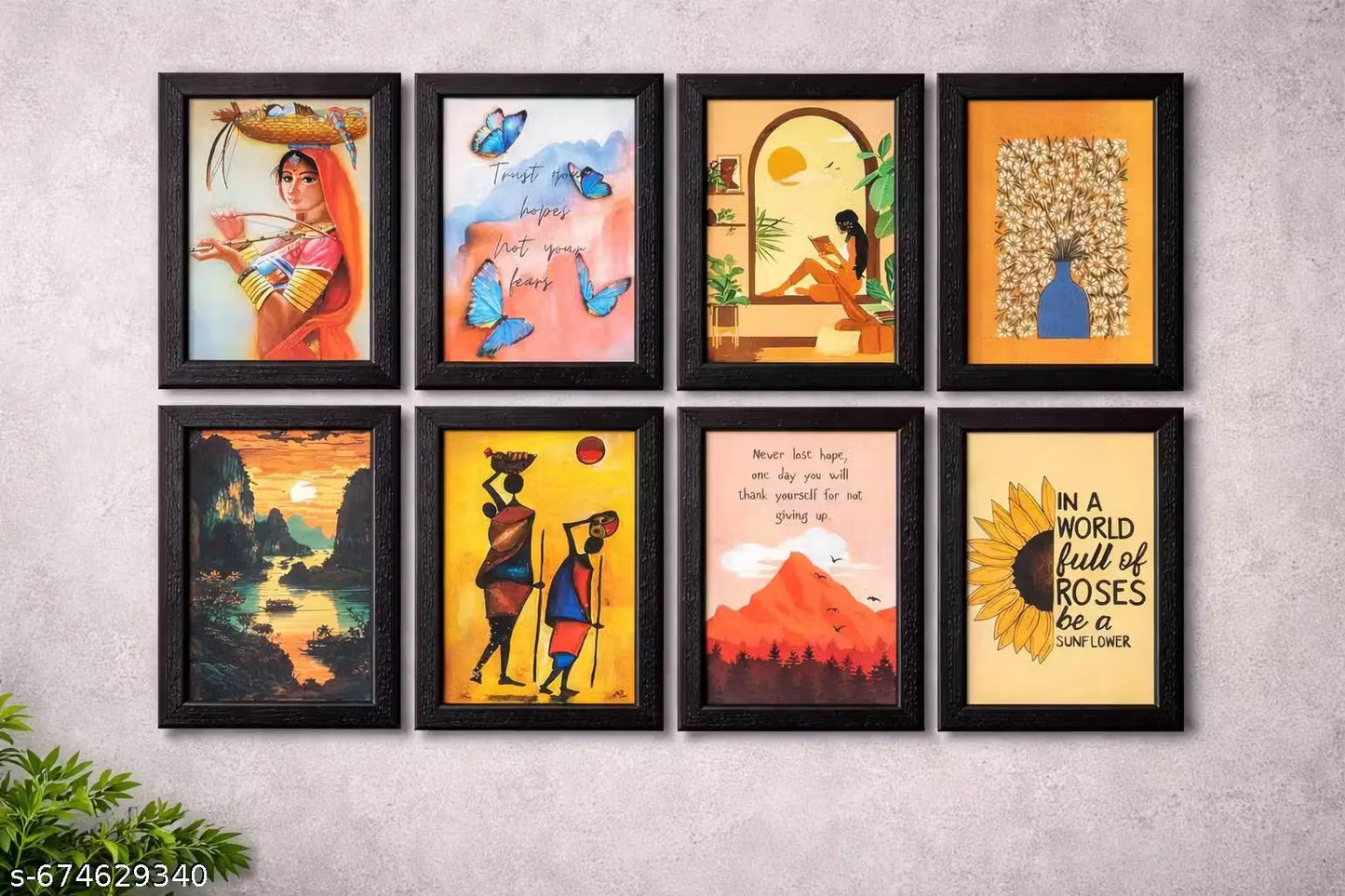 Indian Traditional Wall Art – 8 Frames for Living Room & Bedroom
