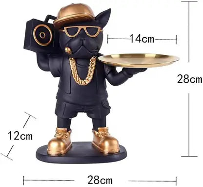 DJ Dog Showpiece Decorative Showpiece - 28 cm  (Polyresin, Black, Gold)